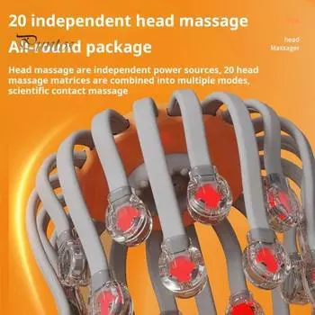 Электрический массажер для головы с 20 независимыми массажными узлами, интеллектуальным таймером, 5 режимами, регулируемый на 360 градусов массажер для кожи головы Octopus чёрный
