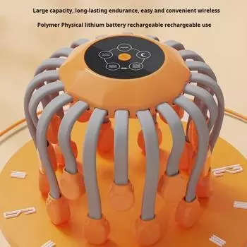 Электрический массажер для головы с 20 независимыми массажными узлами, интеллектуальным таймером, 5 режимами чёрный