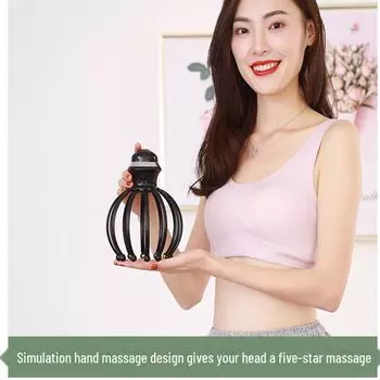 Электрический массажер для головы с двенадцатью лапками и вибрацией Electric 12 claws красный