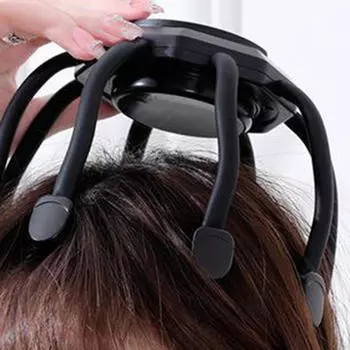 Электрический массажер для головы, скребок для захвата кожи головы, 8 когтей, прочная рука чёрный