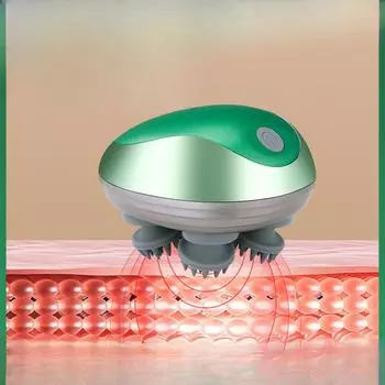 Электрический массажер для головы, водонепроницаемый интеллектуальный мини-многофункциональный массажер для кожи головы, разминающий вибрационный массажер для кожи головы 11.5*7.3*9.5 зелёный