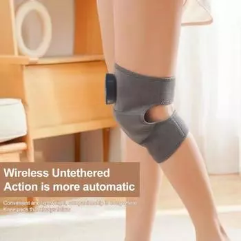 Электрический массажер для колена с регулируемой вибрацией, тепловая терапия, облегчение боли, улучшение кровообращения, перезаряжаемый портативный массажер серый