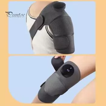 Электрический массажер для колена с регулируемой вибрацией, тепловая терапия, облегчение боли, улучшение кровообращения, перезаряжаемый портативный массажер серый