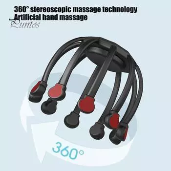 Электрический массажер для кожи головы, 3 регулируемых режима интенсивности, конструкция из 10 лапок, беспроводная аккумуляторная электрическая головная массажер с низким уровнем шума A