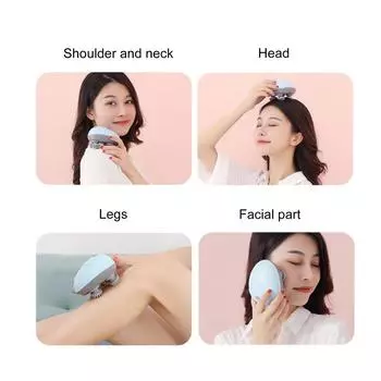 Электрический массажер для кожи головы, беспроводной массажер для головы с 4 разминающими головками, портативная ручная головка серебряный