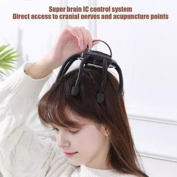 Электрический массажер для кожи головы Octopus, 3 режима, регулируемый, эргономичный дизайн, перезаряжаемая беспроводная головка Standard чёрный