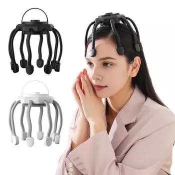 Электрический массажер для кожи головы Octopus, 3 режима, регулируемый, эргономичный дизайн, перезаряжаемый беспроводной массажер для головы с 8 лапками Standard чёрный