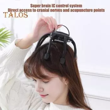 Электрический массажер для кожи головы Octopus, 3 режима, регулируемый, эргономичный дизайн, перезаряжаемый беспроводной массажер для головы с 8 лапками Standard чёрный