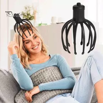 Электрический массажер для кожи головы «Осьминог», 3 режима вибрации, перезаряжаемый беспроводной чесальщик головы, массажер для снятия стресса чёрный