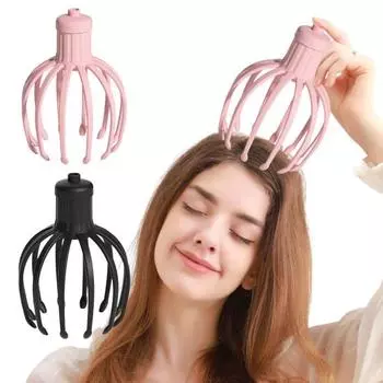 Электрический массажер для кожи головы «Осьминог», 3 режима вибрации, перезаряжаемый беспроводной чесальщик головы, массажер для снятия стресса чёрный