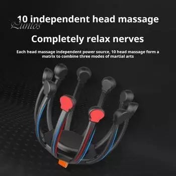 Электрический массажер для кожи головы с 3 режимами, регулируемый дизайн, 360-градусный массажер для головы, перезаряжаемый беспроводной портативный чесальщик головы чёрный