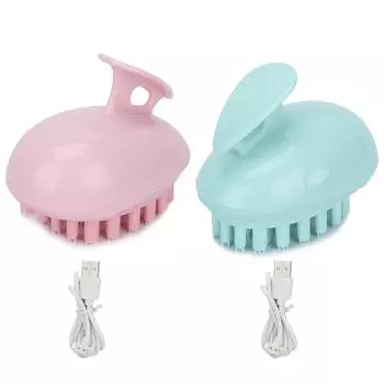 Электрический массажер для кожи головы, силиконовая водонепроницаемая щетка для мытья шампунем Green