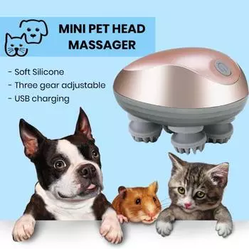 Электрический массажер для кожи головы со светодиодной подсветкой, водонепроницаемый, для снятия стресса, релаксации, мягкие разминающие узлы, портативный массажер для головы золотистый