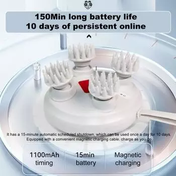 Электрический массажер для кожи головы, водонепроницаемый, регулируемая скорость, для сухого и влажного использования, портативный ручной массажер для волос, для кожи головы бежевый