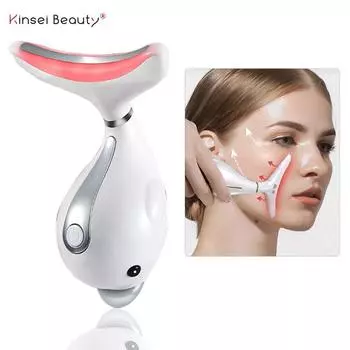 Электрический массажер для лица, инструменты против морщин, светодиодный светильник, косметический массажер, повышает коллаген UK белый
