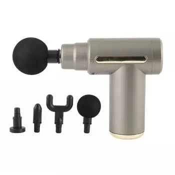 Электрический массажер для мышц с 4 головками, довольно портативный перкуссионный массажер для спины, плеч, ног, серый серый