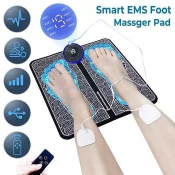 Электрический массажер для ног EMS Pad Relax Feet Массажер для мышц ног Matt Shock с пультом дистанционного управления и подушечками 220 volts&NO PLUG чёрный