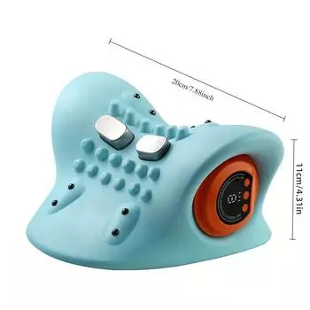 Электрический массажер для шеи 1500 мАч, растяжка шейного отдела позвоночника, подушка для акупунктурного массажа шеи, растяжка шеи синий
