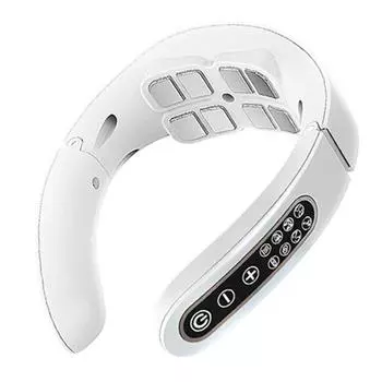 Электрический массажер для шеи 15 передач 6 режимов массажер для шейного отдела позвоночника USB зарядка вибрационный импульс с подогревом 500 мАч для домашнего офиса White