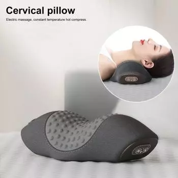 Электрический массажер для шеи, эргономичный дизайн, электрический массажер для глубоких тканей, массажер для спины, подушка для поддержки шеи с подогревом темно-серого