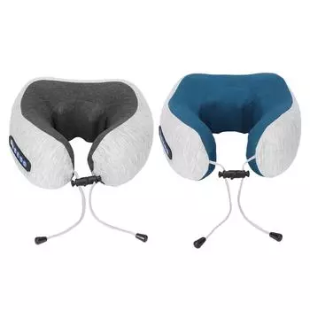 Электрический массажер для шеи, многофункциональный, перезаряжаемый, U-образный, с эффектом памяти, разминающий, вибрационный, подушка Breathable Black