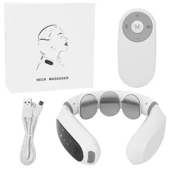 Электрический массажер для шеи с импульсным эффектом Портативное устройство для массажа шеи Массажер для шеи с дистанционным управлением