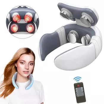 Электрический массажер для шеи с подогревом в дальнем инфракрасном диапазоне, облегчение боли, массаж шейного отдела синий