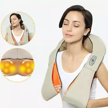 Электрический массажер для шеи, спины, подушка шиацу, инфракрасный нагревательный роликовый массажер, релаксация плеч, тела EU белый