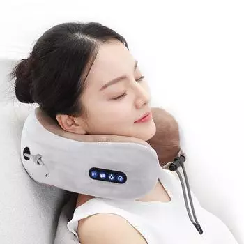 Электрический массажер для шеи U-образная подушка Многофункциональный портативный массажер для плеч и шейного отдела на открытом воздухе для дома в автомобиле расслабляющий массаж коричневый