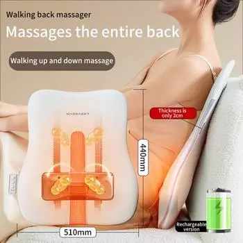 Электрический массажер для спины Jinkairui с подогревом, портативная массажная подушка, поддержка шейного отдела талии, глубокое разминание тканей, шиацу, перезаряжаемое использование