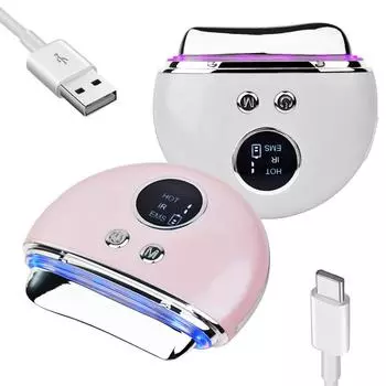 Электрический массажер Гуаша, терапия синим красным светом, EMS, машина для подтяжки лица, электрический лифтинг для доски Гуаша, уход за кожей, косметическое устройство против морщин розовый