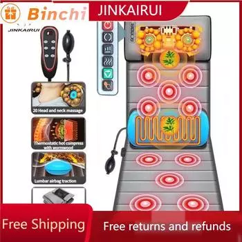 Электрический массажный матрас для всего тела, разминающий, вибрирующий, с подогревом, для облегчения боли в пояснице, шее и спине, для дома и офиса, для здоровья UK