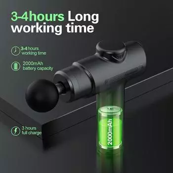 Электрический массажный пистолет для глубоких тканей лица, массажер с 8 головками для расслабления мышц рук, спины, ног, для спорта, фитнеса и тела Type C Charge чёрный