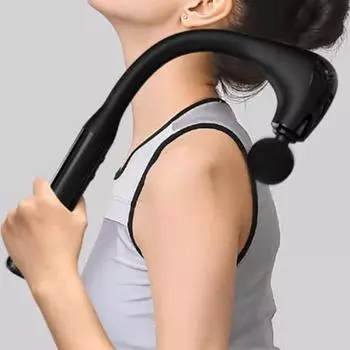 Электрический массажный пистолет, ручной массажер для глубоких тканей, портативный массажер для мышц с 4 массажными головками для снятия мышечной усталости и боли в мышцах чёрный