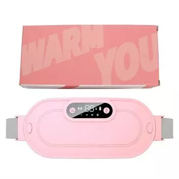 Электрический менструальный массажер для спазмов живота, нагревательный вибрационный пояс, менструальный пояс для талии и живота, грелка для живота розовый