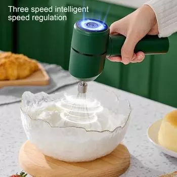 Электрический миксер для яиц, ручной миксер, USB-C, зарядка, беспроводной венчик со съемными венчиками, 3 скорости зелёный