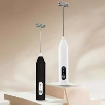 Электрический миксер для вспенивания молока, тип C, перезаряжаемая ручная мешалка для напитков, 3-скоростной венчик, мощный мотор с шумоподавлением белый