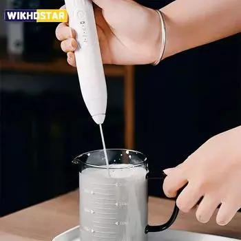 Электрический миксер для выпечки 2-в-1, взбивалка для яиц, USB перезаряжаемая насадка для вспенивания молока, кухонные гаджеты, мешалка для кофе, инструменты для яиц, кухонные гаджеты чёрный