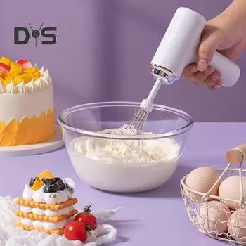 Электрический миксер для взбивания яиц с 3 скоростями управления и сменными стержнями для перемешивания, беспроводной ручной венчик для молока, портативный кухонный инструмент для взбивания сливок и масла розовый