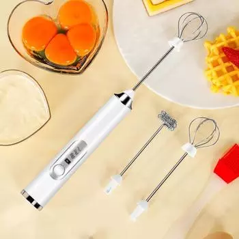 Электрический миксер-пеновыбиватель, венчик для взбивания, 3 скорости, USB-перезаряжаемый ручной блендер для еды, кофе, молока, напитков, яиц, беспроводной, портативный, дизайн кухни чёрный