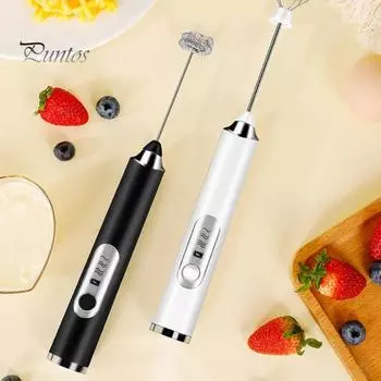 Электрический миксер-пеновыбиватель, венчик для взбивания, 3 скорости, USB-перезаряжаемый ручной блендер для еды, кофе, молока, напитков, яиц, беспроводной, портативный, дизайн кухни белый