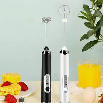 Электрический миксер-пеновзбиватель с тремя скоростями, USB-зарядка, ручной блендер для приготовления кофе белый