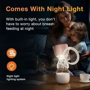 Электрический молокоотсос, бесшумный, мощный, удобный, безболезненный, с ночной подсветкой, портативный молокоотсос, 180 мл, бутылка для молока, без бисфенола А фиолетовый