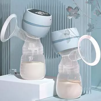 Электрический молокоотсос, интеллектуальный универсальный автоматический большой всасывающий доильный аппарат, массажный безболезненный, бесшумный молокоотсос синий