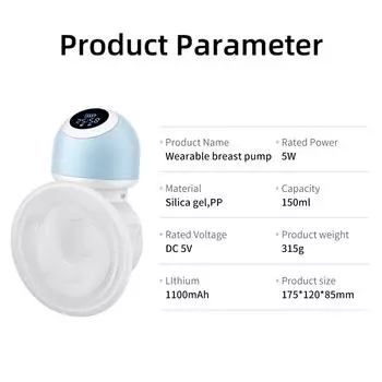Электрический молокоотсос Ручной молокоотсос Легкий эргономичный дизайн Пищевой материал со светодиодной подсветкой синий
