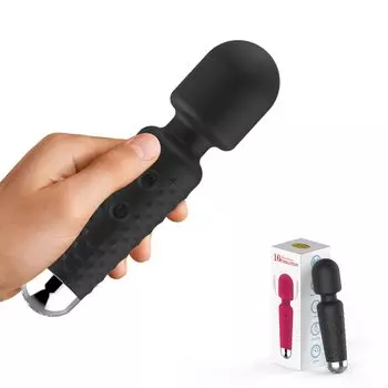 Электрический мощный электрический 16 вибрационный USB водонепроницаемый массажер, массажер, беспроводной, электрический, режимы, перезаряжаемый, тихий, (черный)