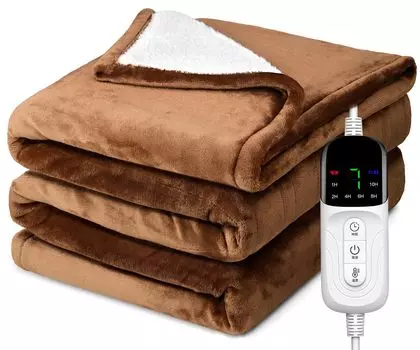 Электрический можно использовать как фланелевую тряпку размером 188 x 130 см. Электрический электрический половой аппарат, 3 минуты, быстрая постоянная температура, защита от пылевых клещей, отключение нагревательной энергии. коричневый