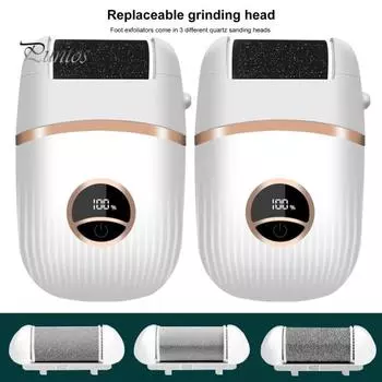 Электрический набор для удаления мозолей на ногах Водонепроницаемый светодиодный дисплей Перезаряжаемый уход за ногами Профессиональные инструменты для педикюра с 3 сменными шлифовальными головками белый
