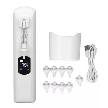 Электрический набор для удаления ушной серы с дисплеем и перезаряжаемым ручным очистителем ушей. Электрический очиститель ушей. белый