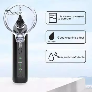 Электрический набор для удаления ушной серы с 4 настройками давления, 6 многоразовыми насадками, водонепроницаемый IPX7, портативный инструмент для удаления ушной серы чёрный